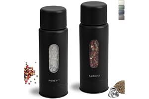 Aurevit Salt and Pepper Grinder Set Manual, Salt and Pepper Mill with Ceramic/Stainless Steel Core, External Adjustable Coars