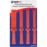 TCP Global 4 Piece Non-Marring Plastic Chisel Scraper Set | For 3/4", 7/8", 1",1-1/2" Wide, Length 11"