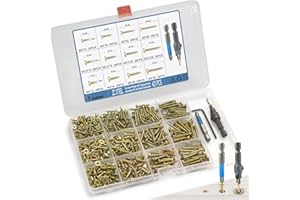 EASEKINDER 420PCS Flat Head Phillips Wood Screws Assortment Kit, Zinc Coated Carbon Steel Self-Tapping Screw with Adjustable Wood Countersink (ZC1022 Mix)