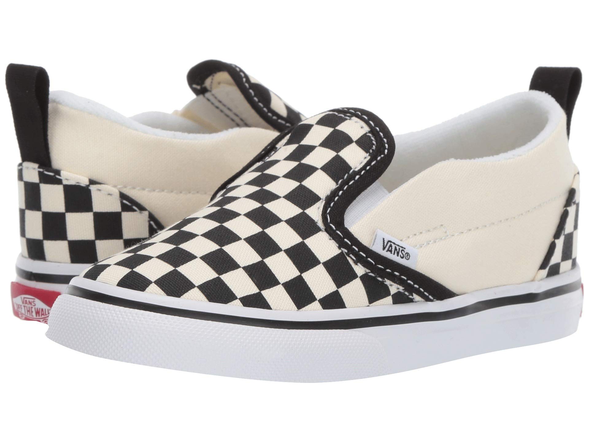Vans Toddler's Slip On V, (Checkerboard) Bkack/Off