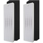 PUREBURG YY350 Replacement Filter Set Compatible with Lasko LP300 & LP450 Air Purifiers, 2 x H13 HEPA + 8 Activated Carbon Pre-Filters Air Clean Dust VOCs Odor