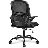 Primy Office Chair Ergonomic Desk Chair with Flip up Armrests Swivel Breathable Desk Mesh Computer Chair with Adjustable Lumbar Support and Height for Conference Room (Black)