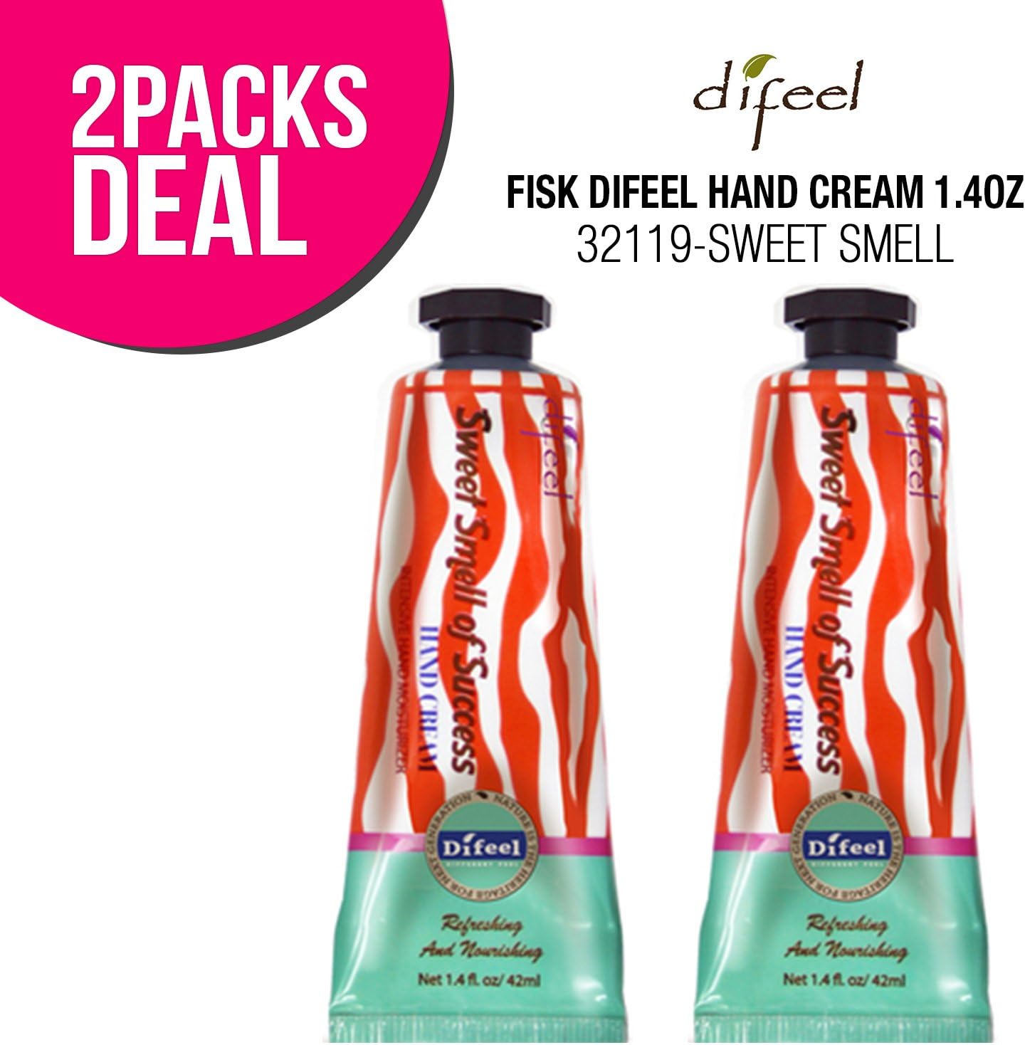 (2 PACK) Difeel Hand Cream 1.4oz (SWEET SMELL OF SUCCESS) for Dry Hand Aging Hand, Moisturizing