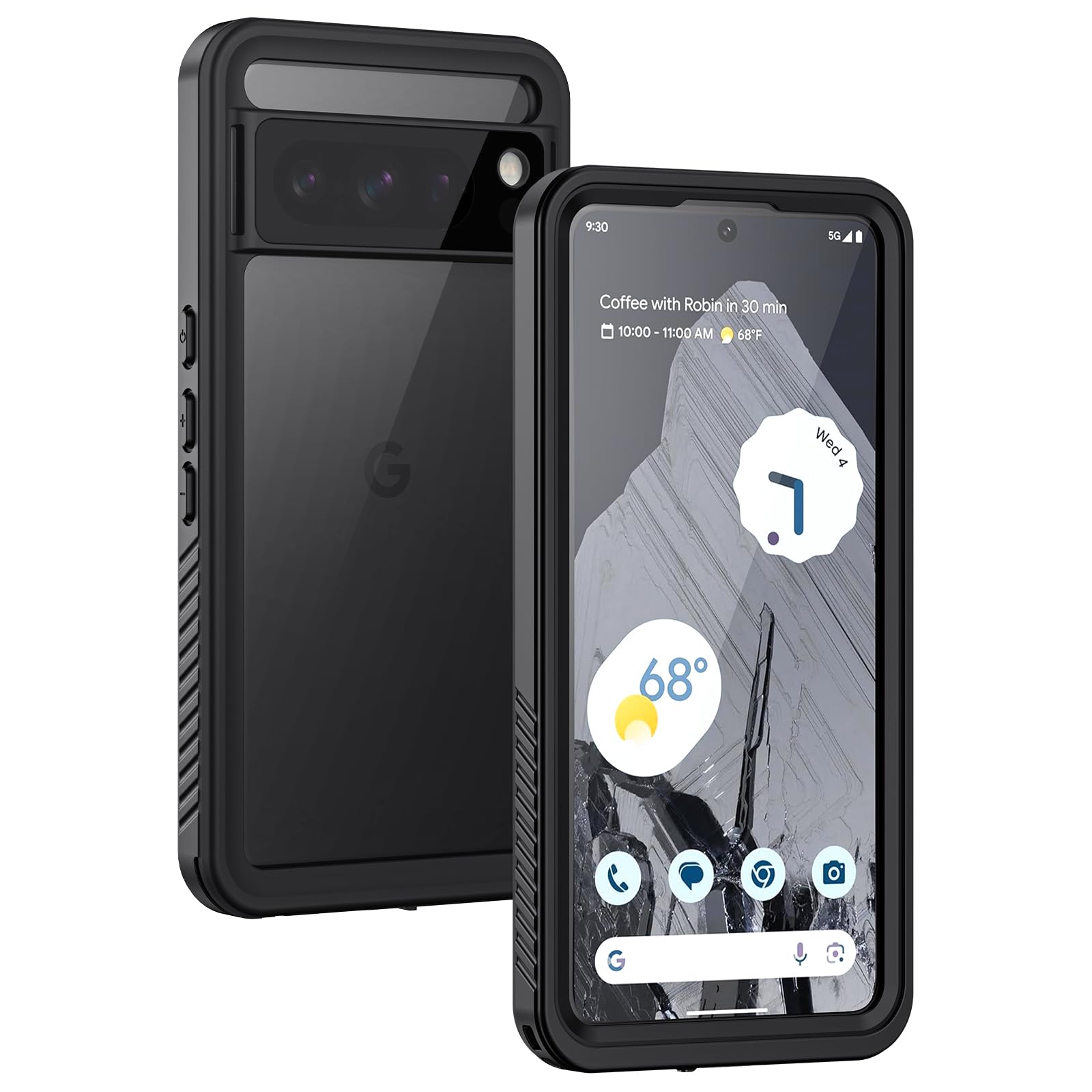 Lanhiem Pixel 8 Pro Case, IP68 Waterproof Dustproof Shockproof Case with Built-in Screen Protector, Full Body Rugged Protective Cover for Google Pixel 8 Pro, Black/Clear — image 1