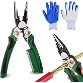 8-in-1 Wire Stripper with Voltage Tester, Multifunctional Electrician Tool | Electric Wire Stripping Tool with Gloves, Electrical Pliers for Cutting Crimping Pulling Wires, Electrician Repair Tool