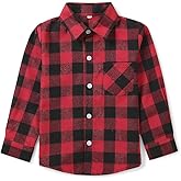 Boys Flannel Shirt Toddler Buffalo Plaid Shirt Long Sleeve Button Down Shirts Kids Casual Tops
