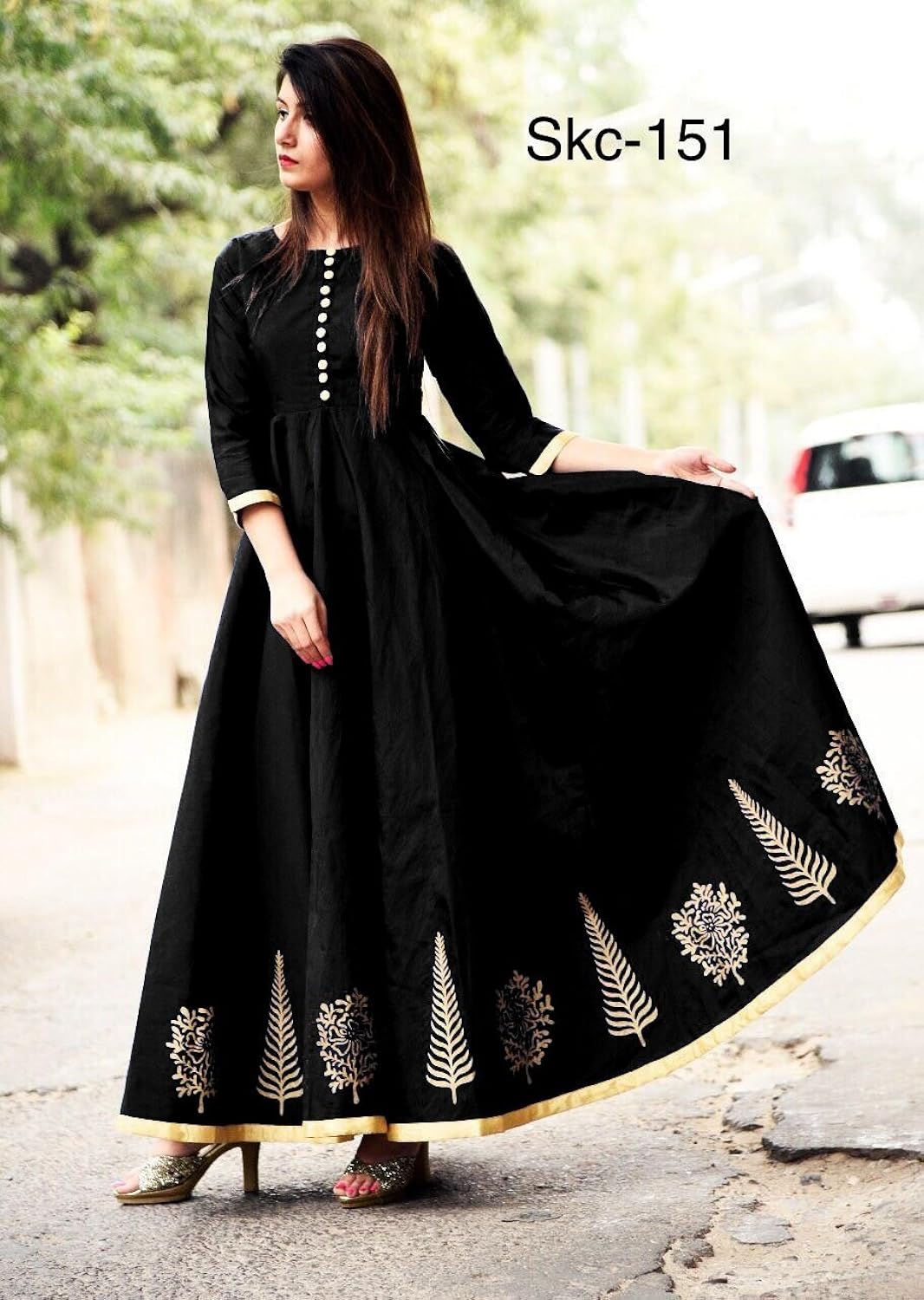 anarkali embroidery dress materials for girls and women