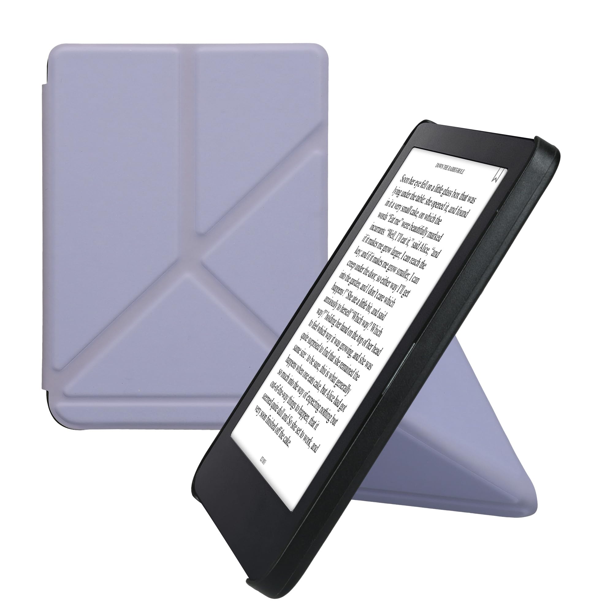 kwmobile Origami Cover for Kobo Clara 2E / Tolino Shine 4 Case - Slim PU Leather eReader Cover with Stand and auto sleep funktion - Lavender