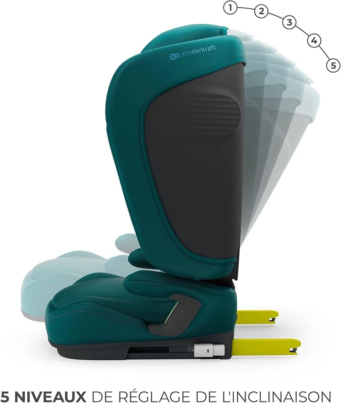 Kinderkraft UNITY2 Siège auto I-size 100-150 cm, Avec Isofix, Jusqu'à 12 ans, Systèmes de Sécurité, Facile à Nettoyer, Revêtement Respirant, Vert