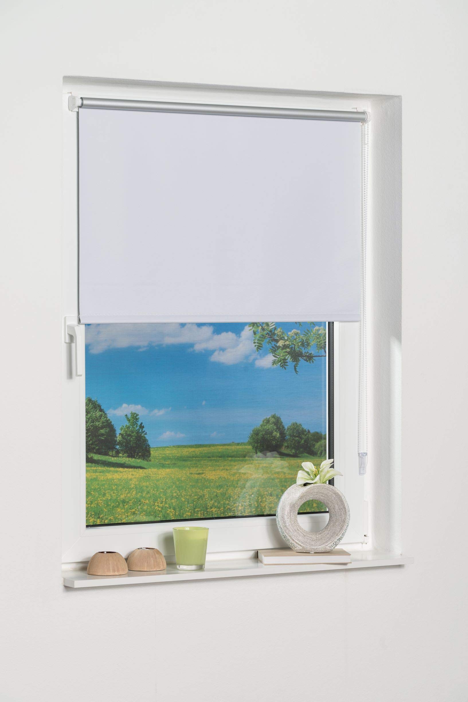 K-home 541842-1 Klemmfix Mini Roller Blind, White Blackout, Fabric, 40 x 150 cm (W x H) — image 1