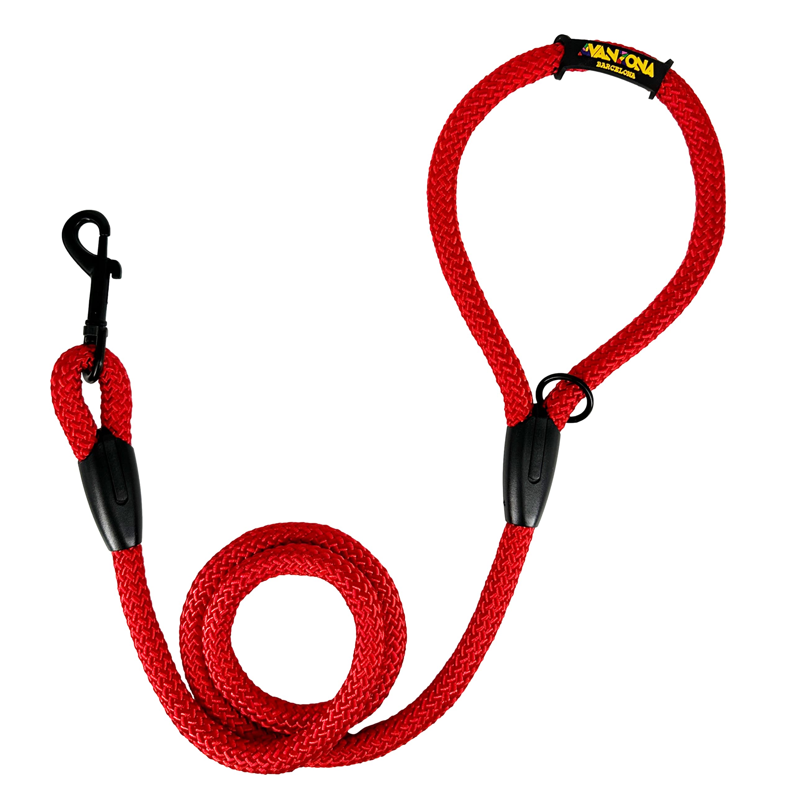 Classic Training Dog Lead, Nylon Cord Rope, Made in Spain, for Small Medium Large Dogs. 120CM. Red โ image 1