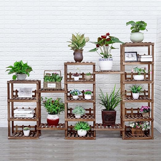 A-ZHP Estante de la Planta. Soporte de Flores de Madera Maciza ...