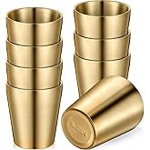Mimorou 8 Pack Stainless Steel Insulated Cup 10 oz Metal Tumbler Double Wall Vacuum Water Glasses Camping Reusable Mugs BBQ Home Office Party Coffee(Gold)