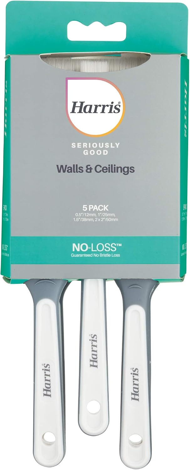 Harris Seriously Good Paintbrush Set, 5 Brush Pack, 1 x 0.5, 1 x 1, 1 x 1.5, 2 x 2 Paint Brushes, Grey - Image 3