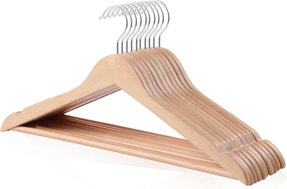 Amazon Basics Wood Suit Hangers 10-Pack 44 cm Natural
