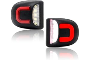 SHINEFIT LED License Plate Light Replacement for Silverado Sierra 1500 2500 3500 Suburban Tahoe Avalanche Yukon XL Escalade, Red U-shaped White Tag Lamp Assembly, Pack of 2