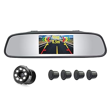 myTVS TVS-52 Video Reverse Car Parking Screen, Sensor and Camera with Distance Reading Voice - Black