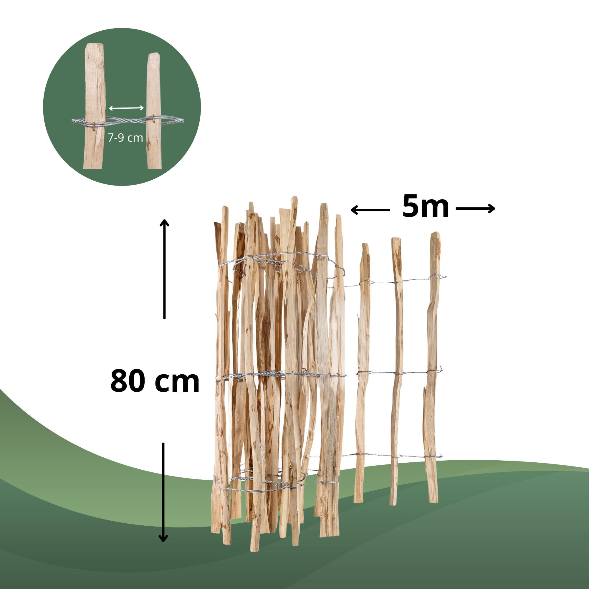 Creative Home Staketenzaun 80cm hoch und 5m lang | Lattenabstand 7-9 cm 2