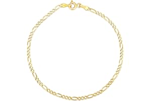 Floreo 10k Yellow Gold 2mm Figaro Chain Bracelet and Anklet with Concave Look