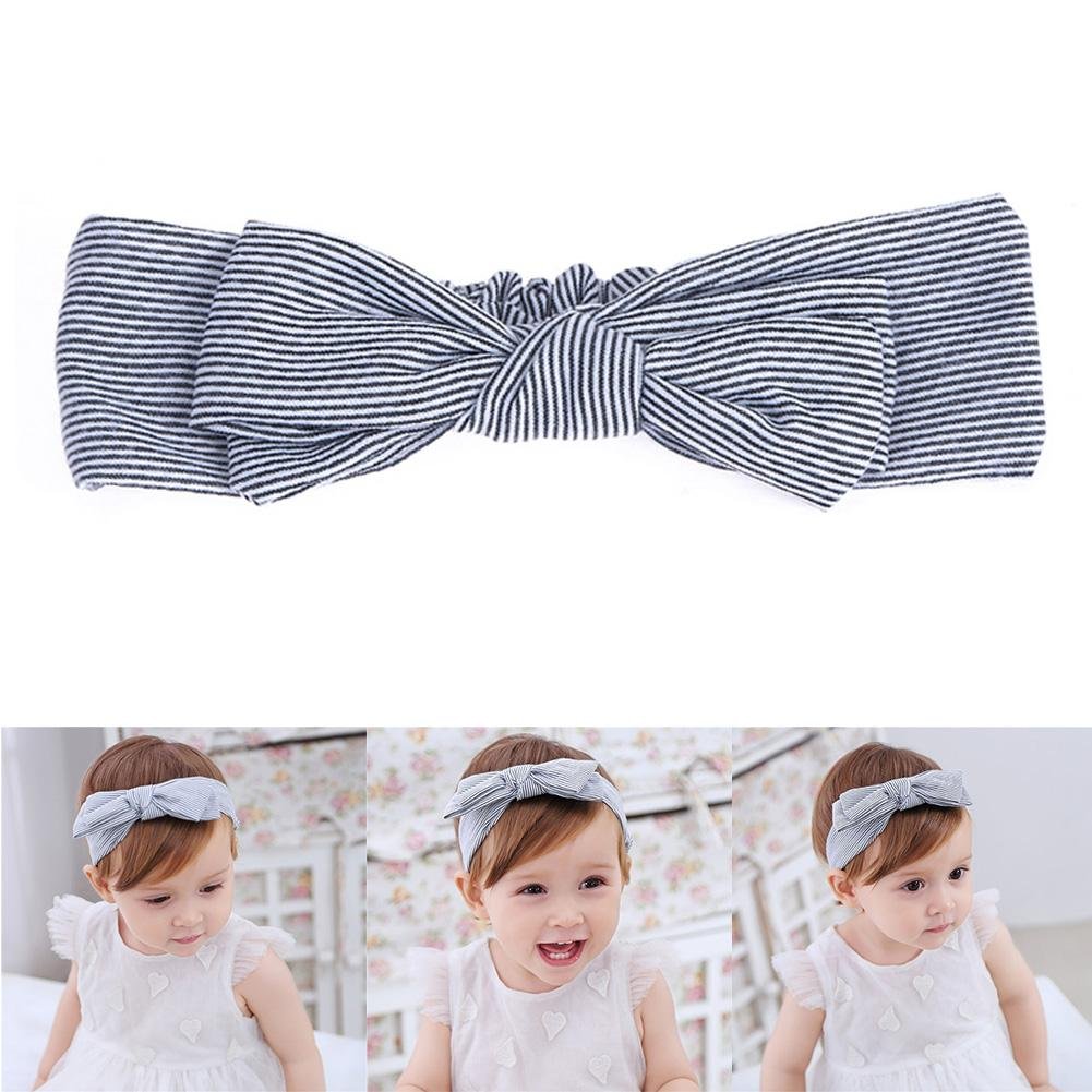 Crazy Store Korean Stripe Bow Knot Baby Hair Band Infant Elastic