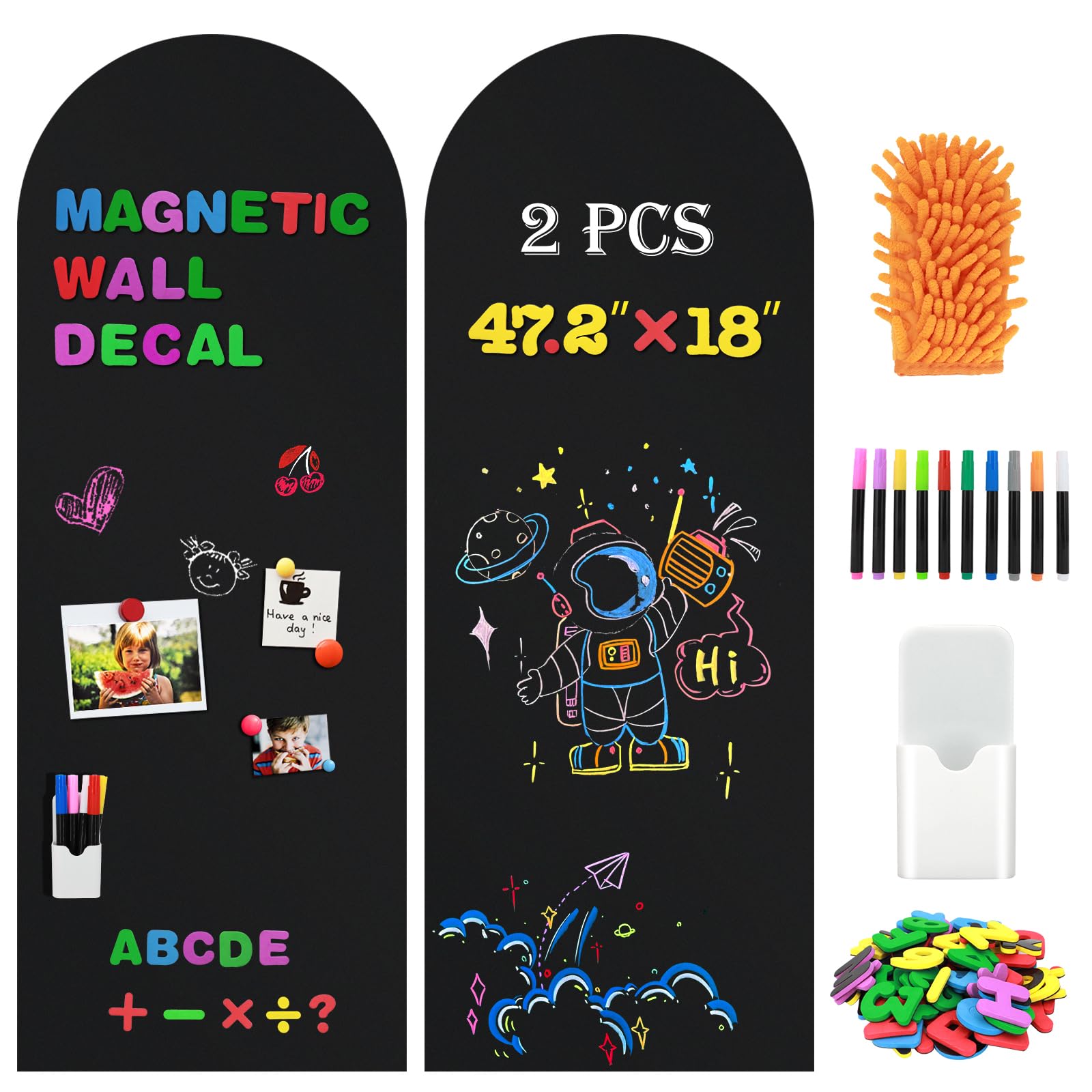 Photo 1 of **MISSING PARTS/NO CHALKBOARDS***Xamanabu 2 Pcs Magnetic Chalkboard for Wall, 47.2" x 18" Magnetic Arch Wall Decal Self Adhesive Blackboard Wallpaper Peel and Stick Chalk Board Wall Decal Roll for Home Playroom Classroom