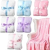 Buryeah 6 Pcs Pink Throw Blanket Preppy Sleepover Blanket 40"x60" Flannel Soft Decor Lightweight Aesthetic Plush Room Decor for Sofa Couch Travel Bed Christmas Decoration(Multicolor,Bow)