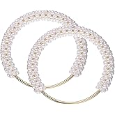 uxcell 2Pcs Pearl Decor Purse Handle, Imitation Pearl Beaded Handbag Handle Clutch Purse Handle Replacement for DIY Handmade Woven Bag Evening Purse (White)
