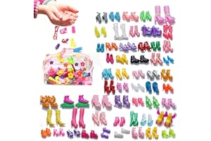 PUHIKE 50 Pairs 11.5" Fashion Doll Shoes Replacement with Cute Organizer 11.5 Inch Doll Accessories Different Assorted Colors High Heel Shoes Doll Boots Flat Shoes Set