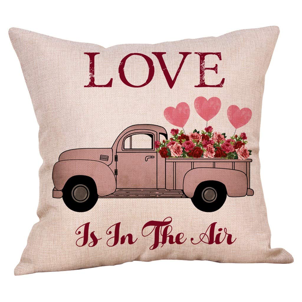 CakeLY Happy Valentine\'s Day Throw Pillow Covers Rose Sweet Love Pillow Case Cover 18 x 18 Inch Home Cushion Decoration for Couch Car Sofa (Pink #2)