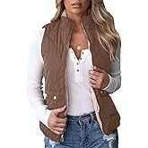 Valphsio Womens Reversible Quilted Sherpa Fleece Vest Lightweight Sports Vest Coat