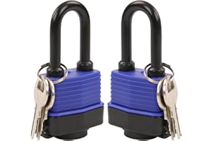 SEPOX® 2Pcs Heavy-Duty 44mm 1.75" Out-Door Padlock Keyed-Alike, Water-Proof Cover, Steel Lock with Same-Key, Weather-Proof Extra-Long-Shackle Anti-Rust, Brass Cylinder for Boat,Fishing, Marine,Fence