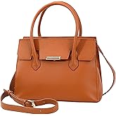 Taertii Women's Classic Genuine Leather Handbag, Brown Top-Handle Shoulder Bag Business Daily Purse Satchel Bags For Ladies