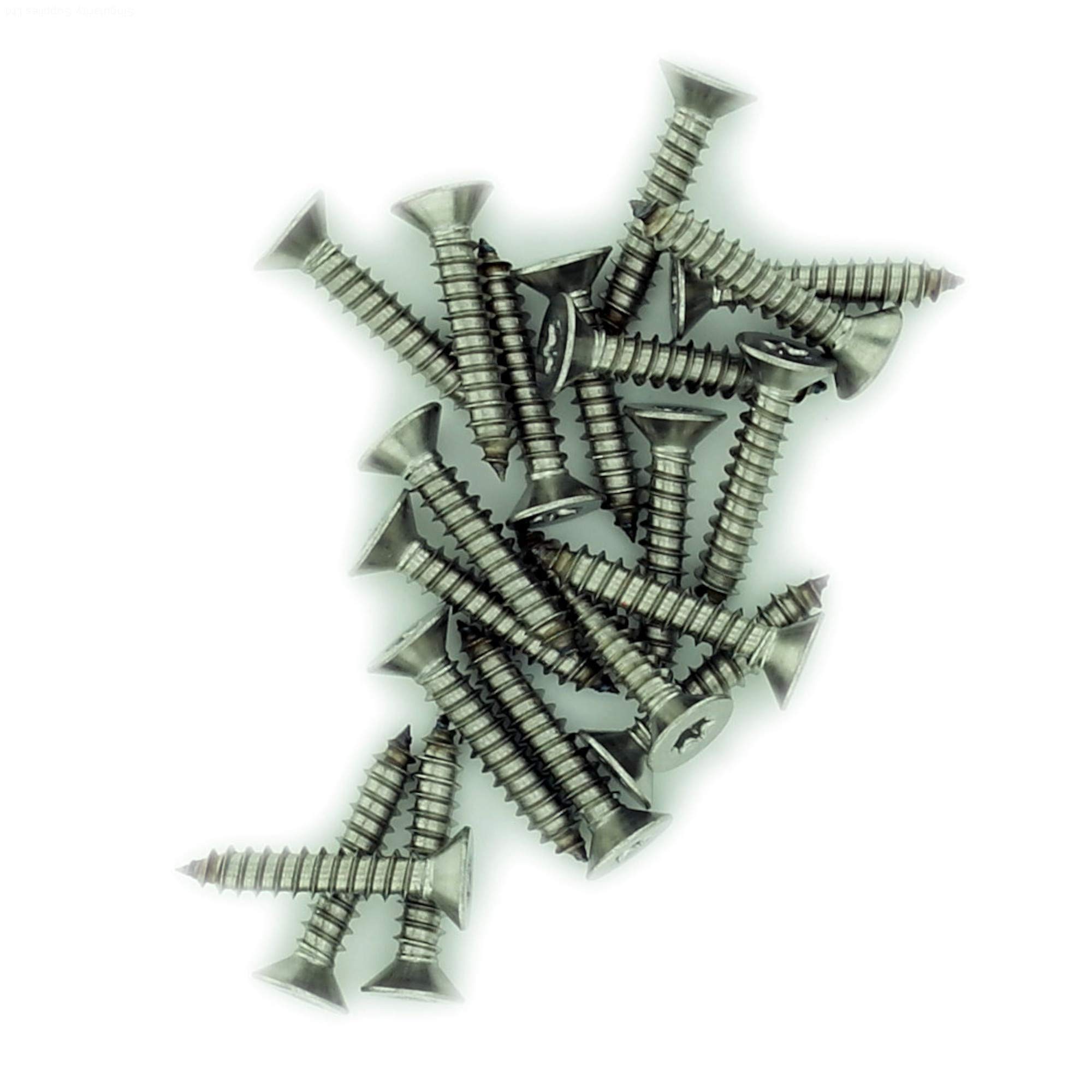 No.7 x 1.775 (3.9mm x 45mm) TX Countersunk Self-Tapping Screw - Stainless Steel (A2) (Pack of 20) — image 1