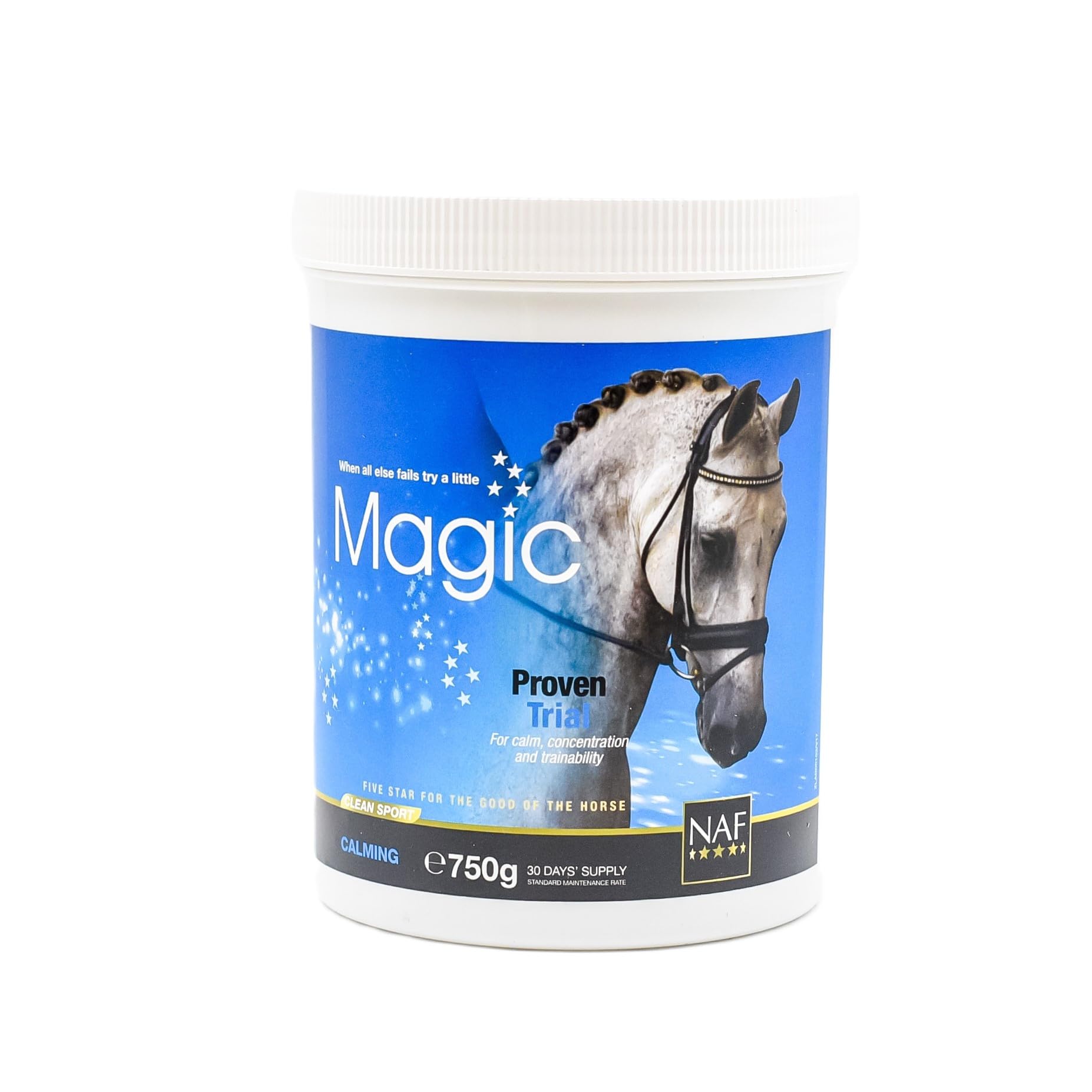 NAF Five Star Magic Powder for Horses 750g – Magnesium-Calming Supplement with Herbal Support – Aids Focus, Behaviour & Calmness – Ideal for Nervous or Tense Horses