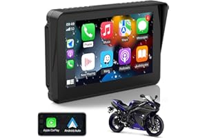 CARabc 5" IPS Touch Screen Portable Apple Carplay Screen for Motorcycle Wireless Apple Car Play & Wireless Android Auto GPS Navigation for Motorcycle IPX7 Waterproof Support Siri/Google Assistant