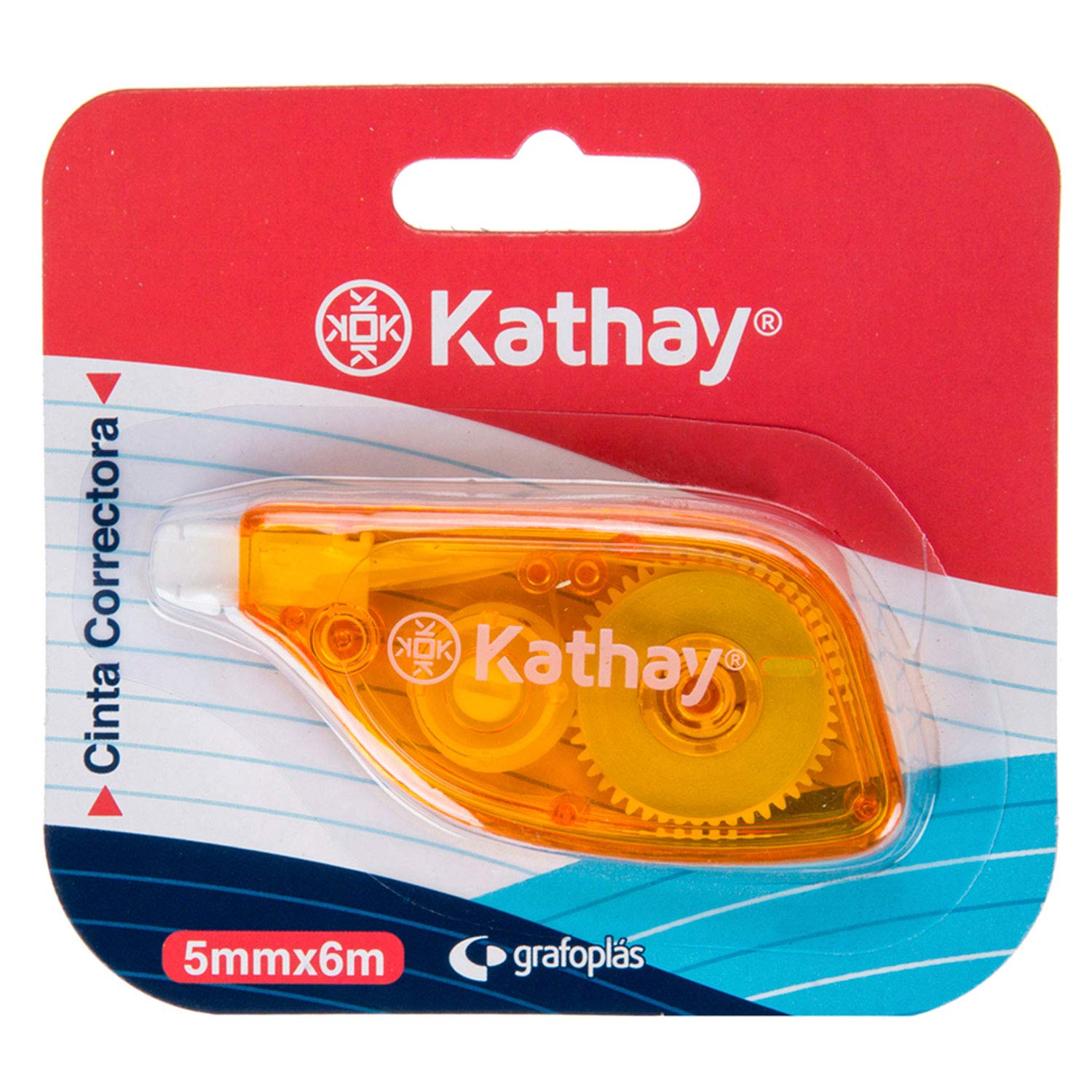 Kathay 86028599 Roller Writing Corrector Tape 5 x 6 m, Random Colours: Green and Yellow, High Adhesion and Safety