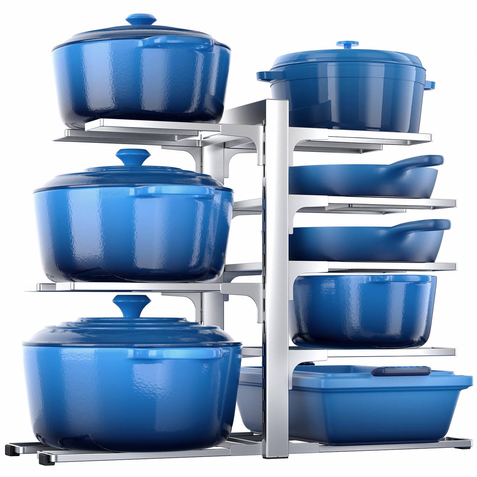 Photo 1 of ORDORA 8-Tier Pots and Pans Organizer under Cabinet, Kitchen Cabinet Organizers and Storage, Heavy Duty 120LBS Pots and Pan Storage Rack Organizer inside Cabinet, Adjustable, Silver