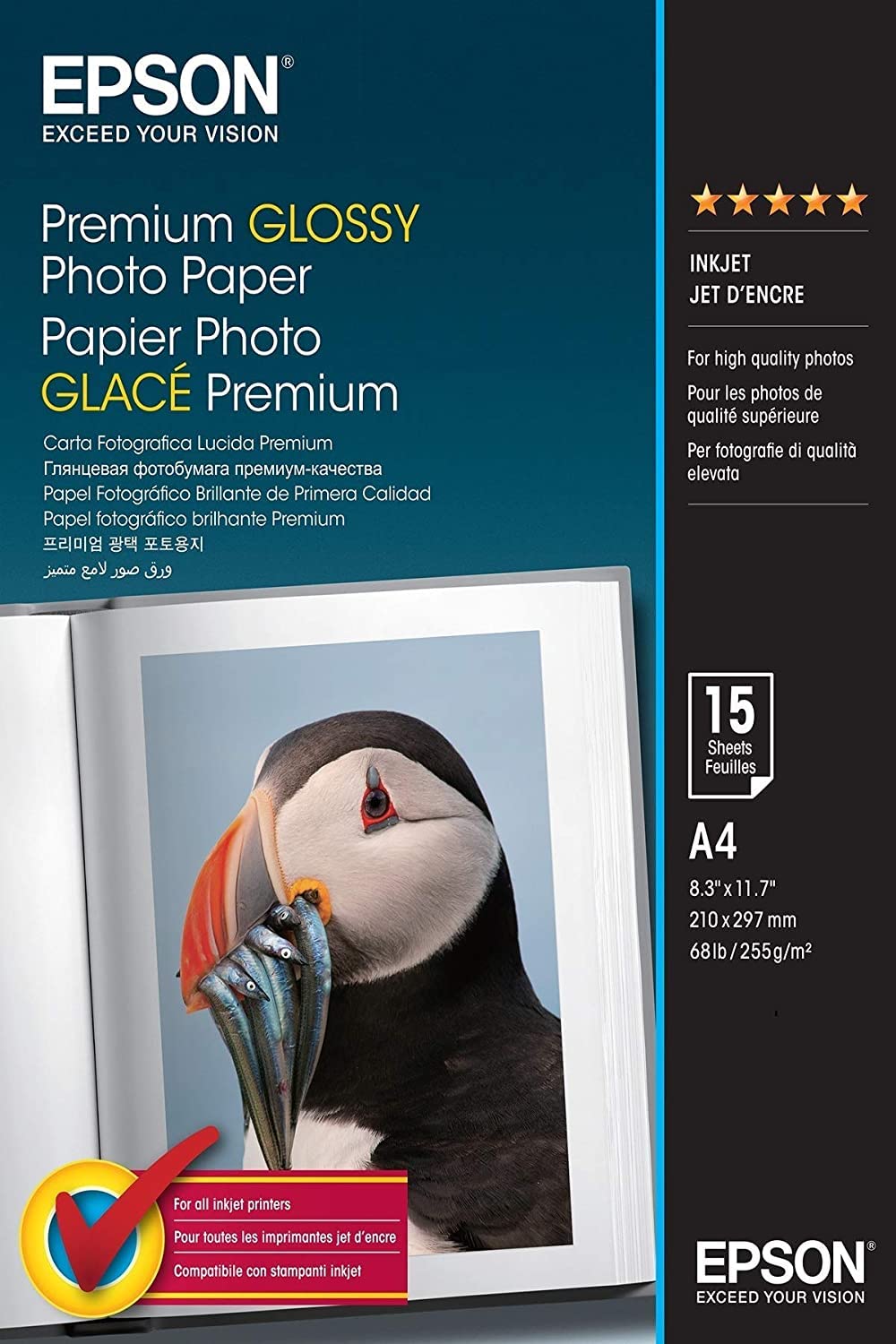 Epson C13S042155 Premium Glossy Photo Paper - Glossy photo paper - A4 (210 x 297 mm) - 15 sheet(s) — image 1