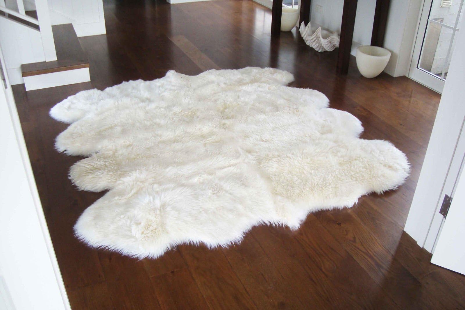 Starose New Zealand Genuine New Zealand Octo Sheepskin Rug Area Rug Natural White