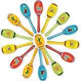 15Pcs Mexican Fiesta Party Favors Mini Wooden Maracas for Kids Mexican Fiesta Themed Birthday Baby Shower Cinco De Mayo Taco