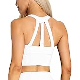 XUNYU Longline Sports Bra for Women Open Back Workout Tops Padded Yoga Tank Wide Strap Halter Crop Top Build in Bra Gym
