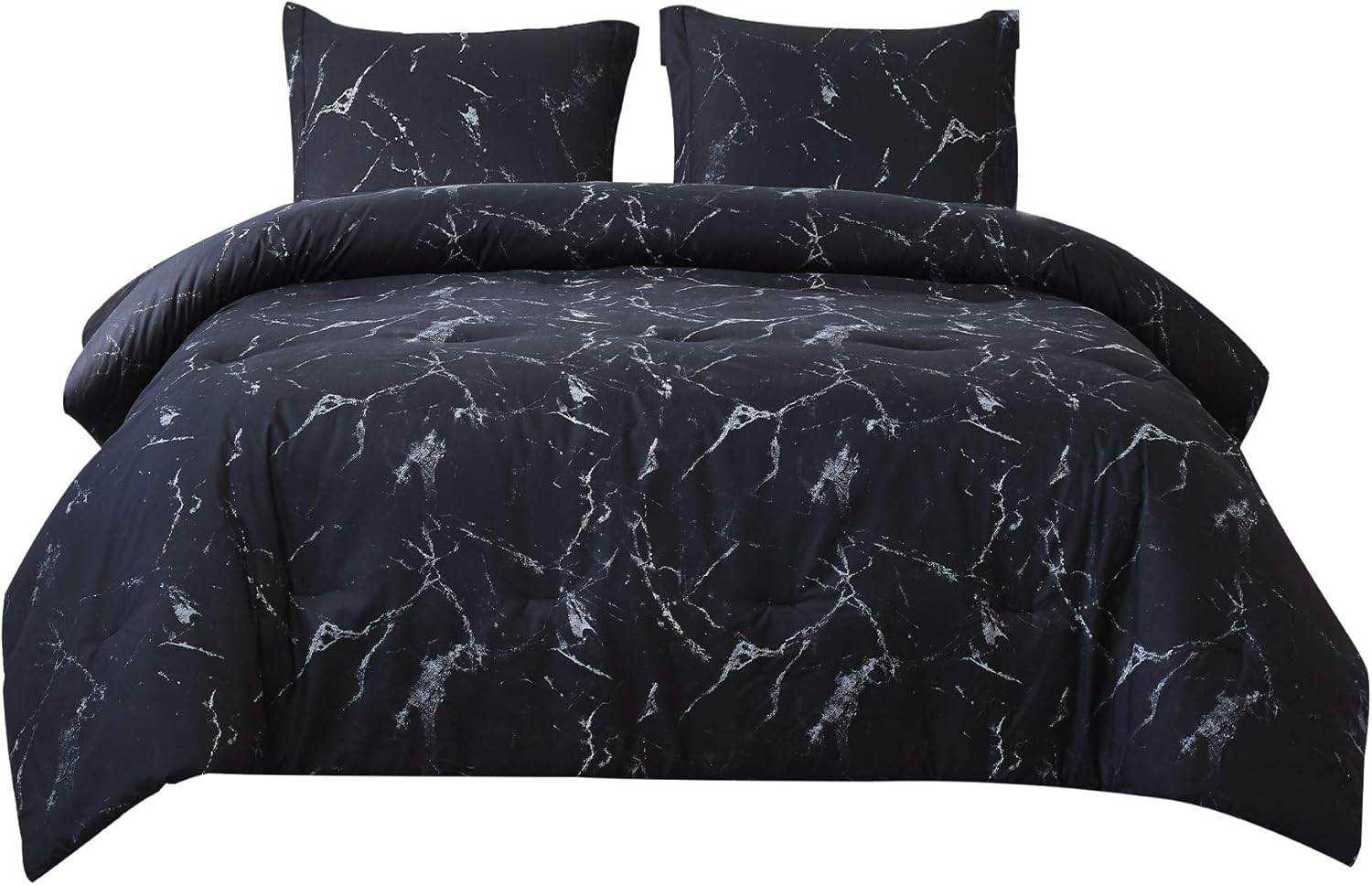 Bedsure Marble Printed Comforter Set (Full/Queen, Black) 3Piece Set