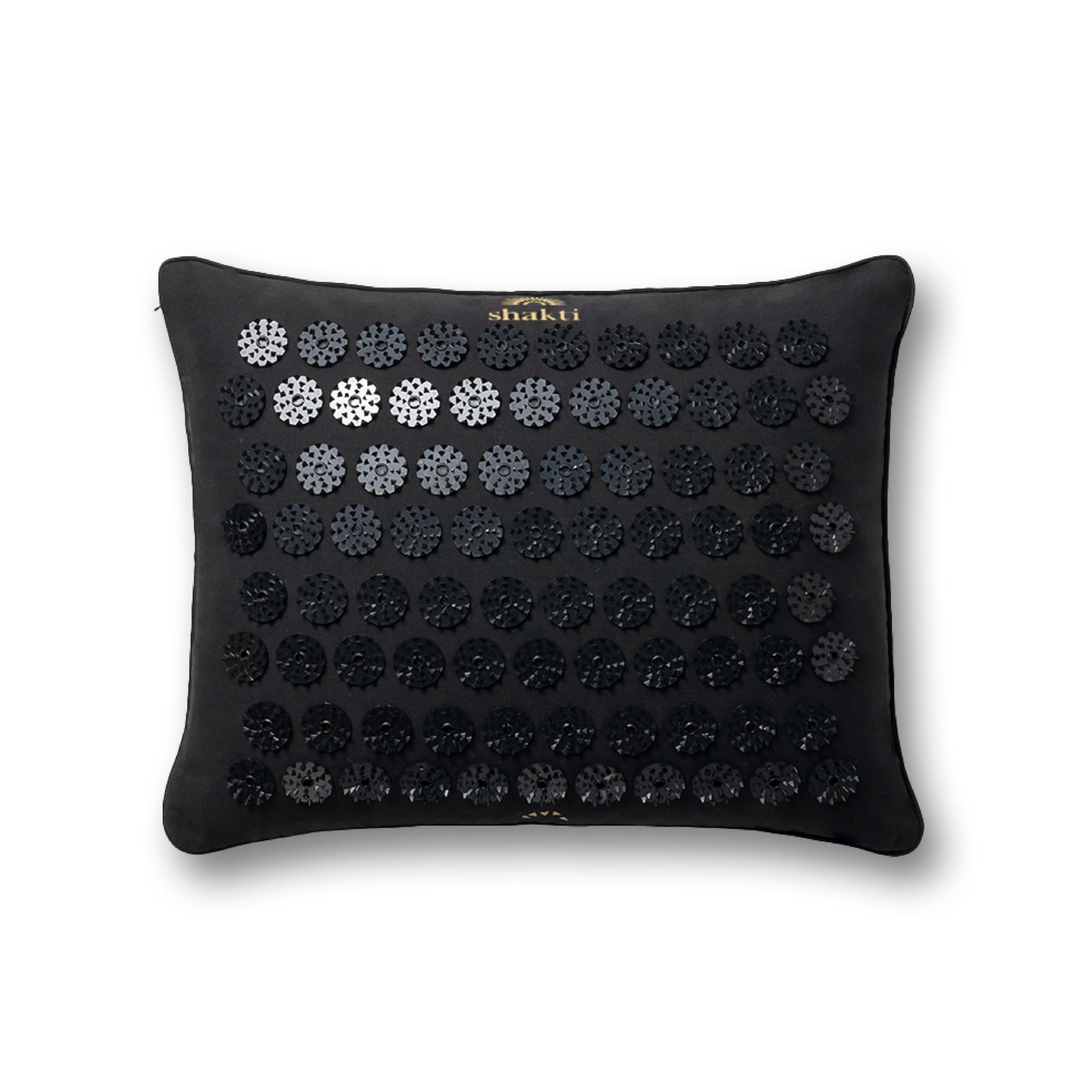 ShaktiMat Premium Acupressure Pillow, Level 1 Intensity in Shakti Black, Massage Muscles, Aid Sleep & Unlock Inner Tension | Similar to Acupuncture | Organic Cotton Certified Image
