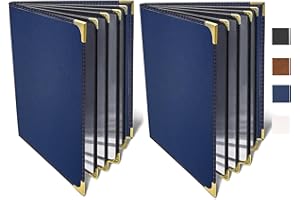 ZHENYI Premium Leather Restaurant Menu Covers 8.5x11 Inch (Set of 2), 4 Page 8 View, Elegant Durable Menu Holder for Upscale Dining, Restaurants, Hotels & Events