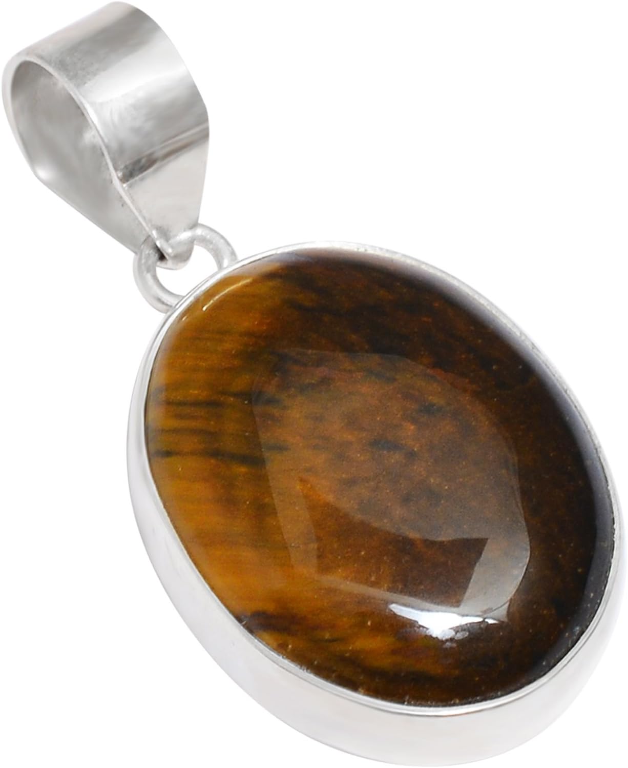 1 Piece Yellow Tiger Eye Cabochon Gemstone,25x20mm,7 Gram,Silver Pendant