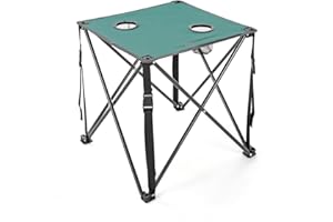 ARROWHEAD OUTDOOR 26” (66cm) Heavy-Duty Portable Camping Folding Table, 2 Cup Holders, Compact, Square, Carrying Case Included, Steel Frame, High-Grade 600D Canvas, USA-Based Support