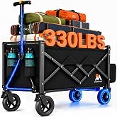 Overmont 200L Electric Wagon Cart, 300W Quiet Motor with Hand Brake | 2H Charge, 3-Speed Control, 4-Mile Range, Removable Battery &amp; Tailgate Extension for Camping Beach Sports, 330 lbs Capacity