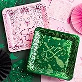 xo, Fetti Pink + Green Witch Paper Plates | 24 pcs | Wizard Party Supplies, Magical Birthday Tableware