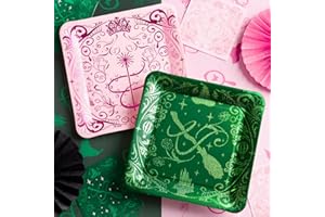 xo, Fetti Pink + Green Witch Paper Plates | 24 pcs | Wizard Party Supplies, Magical Birthday Tableware