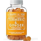 Be Happy Be You Tumeric & Ginger Gummies – Joint & Mobility Support – Natural Antioxidant Blend – Vegan, Non-GMO, Gelatin-Fre